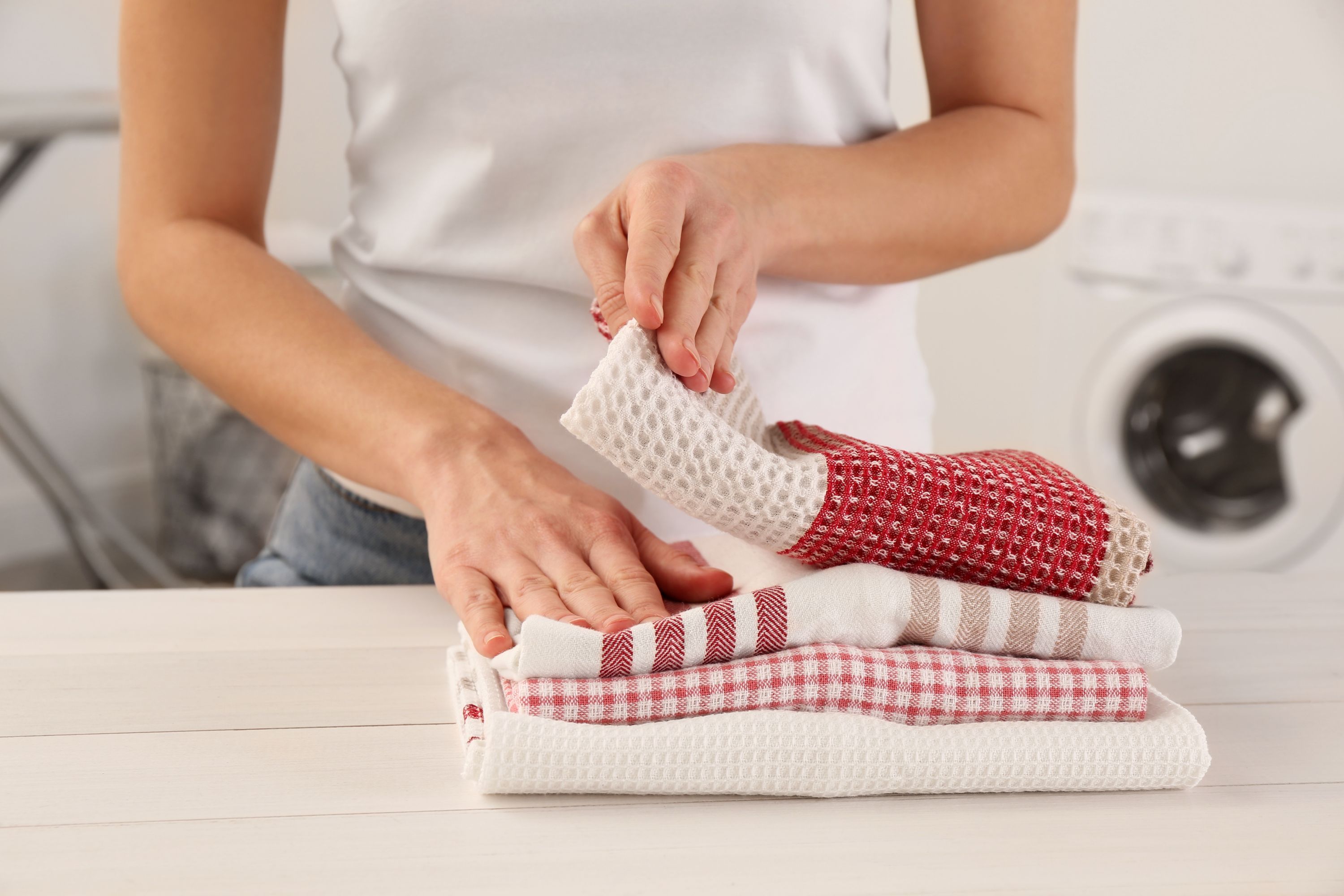 Folded Laundry Red Shutterstock 2177367339